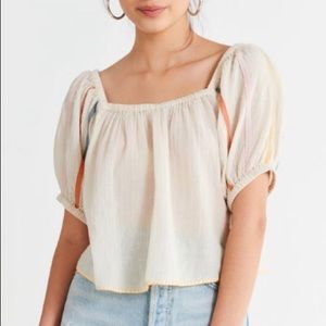 Embroidered Balloon Sleeve Blouse